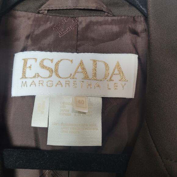 ESCADA Margaretha Ley Brown Wool 4-Button Blazer Jacket Womans Size 40 - Picture 4 of 5